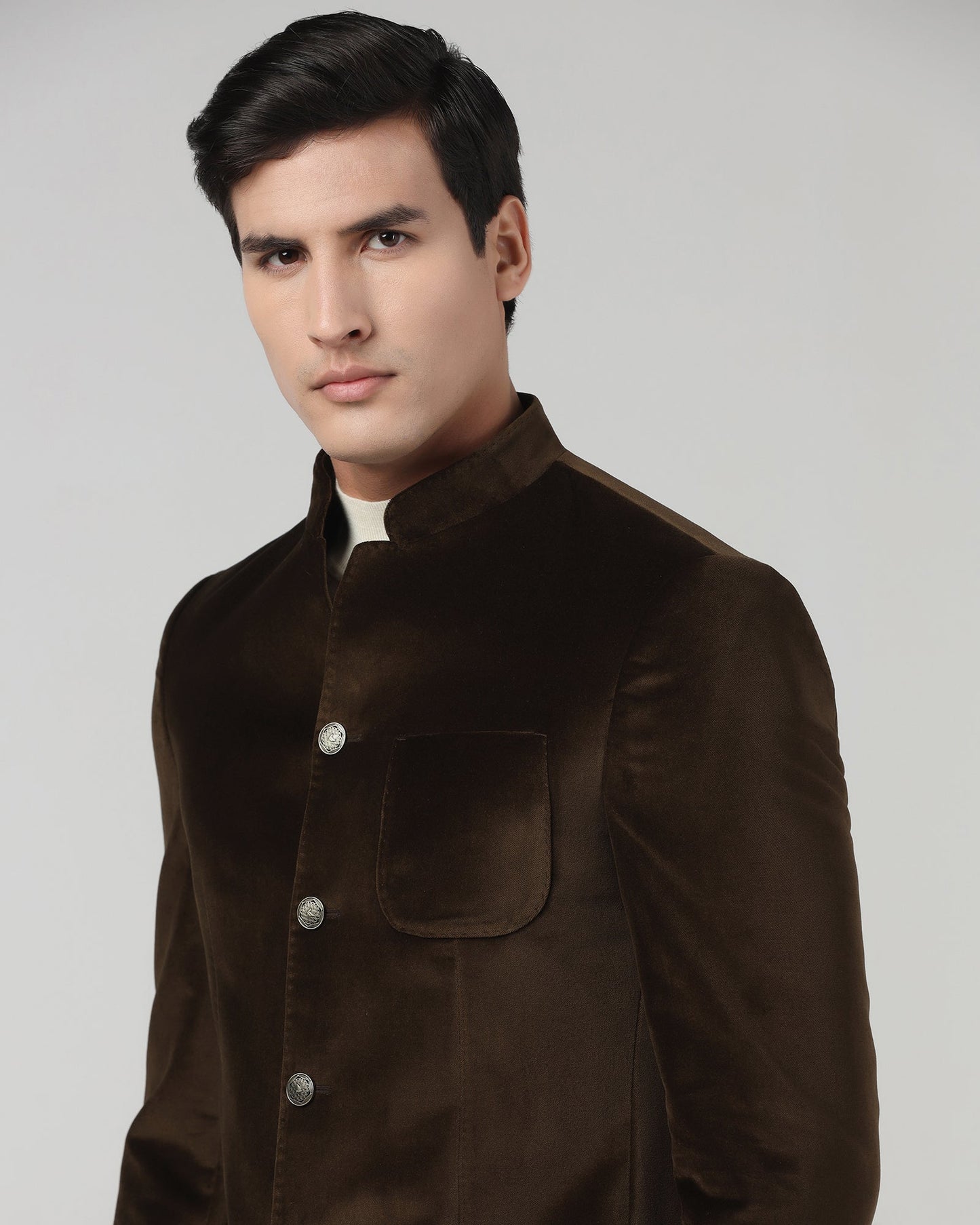Tobacco Brown Solid Bandhgala - Malibu