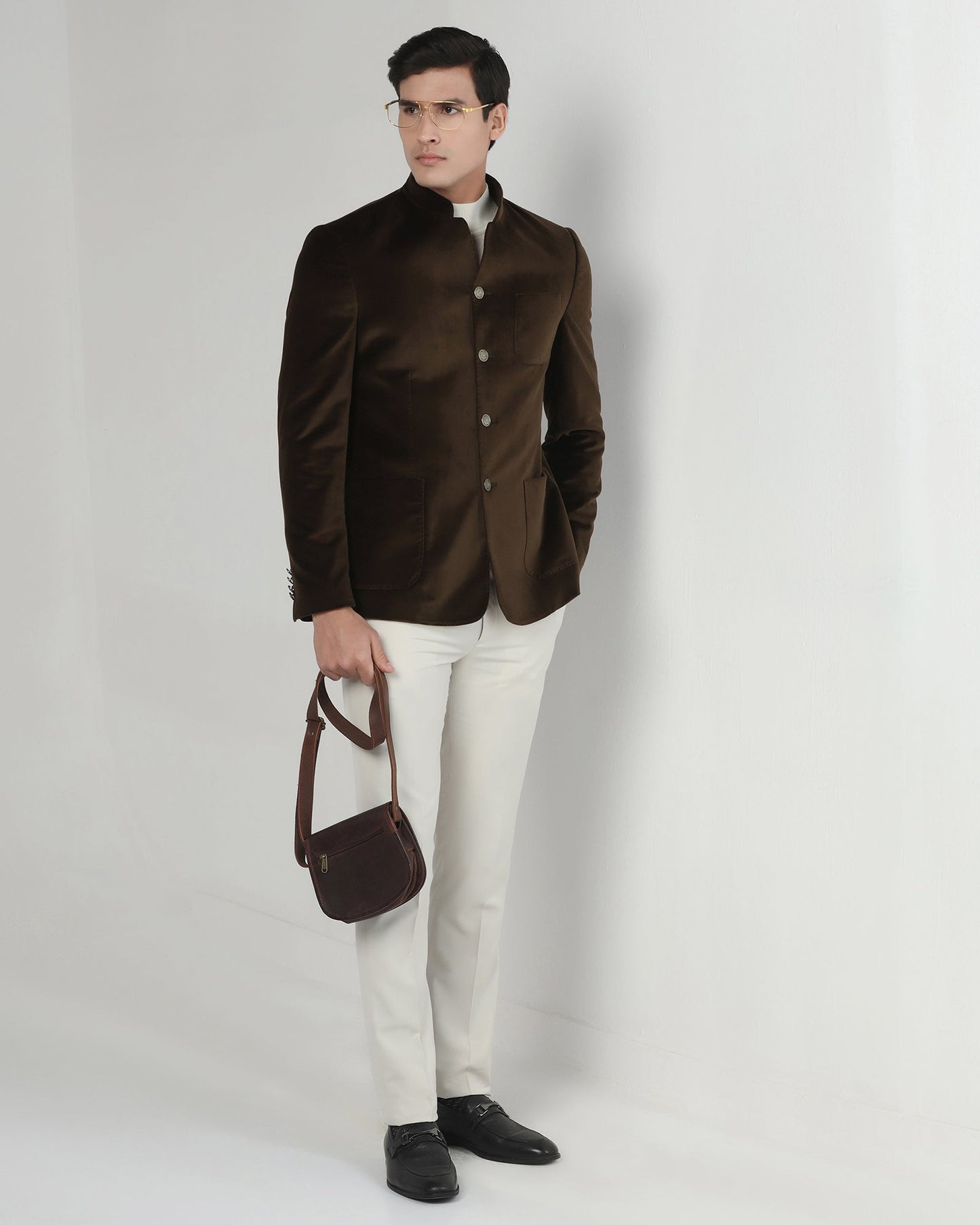 Tobacco Brown Solid Bandhgala - Malibu