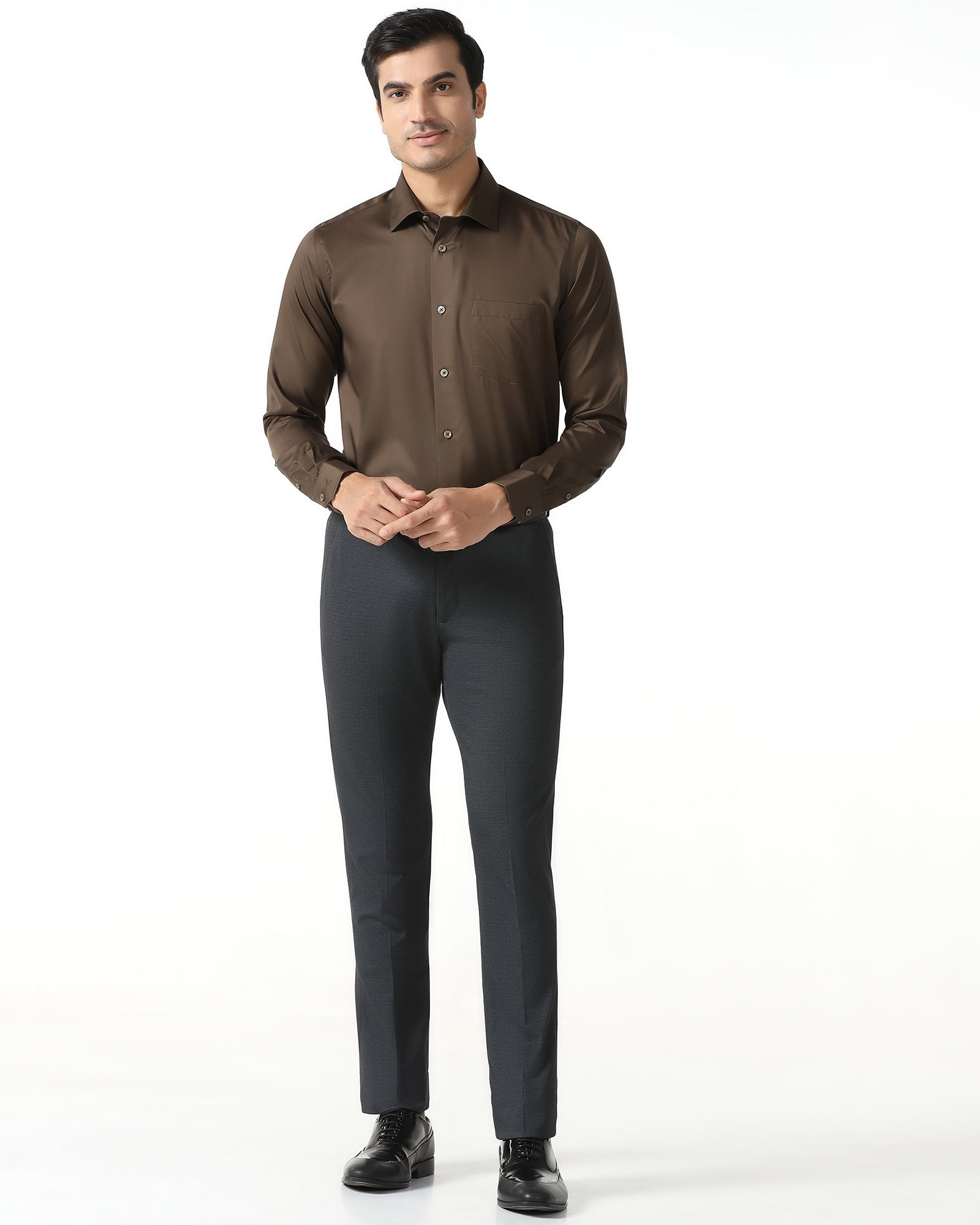 Tobacco Brown Solid Shirt - Roger
