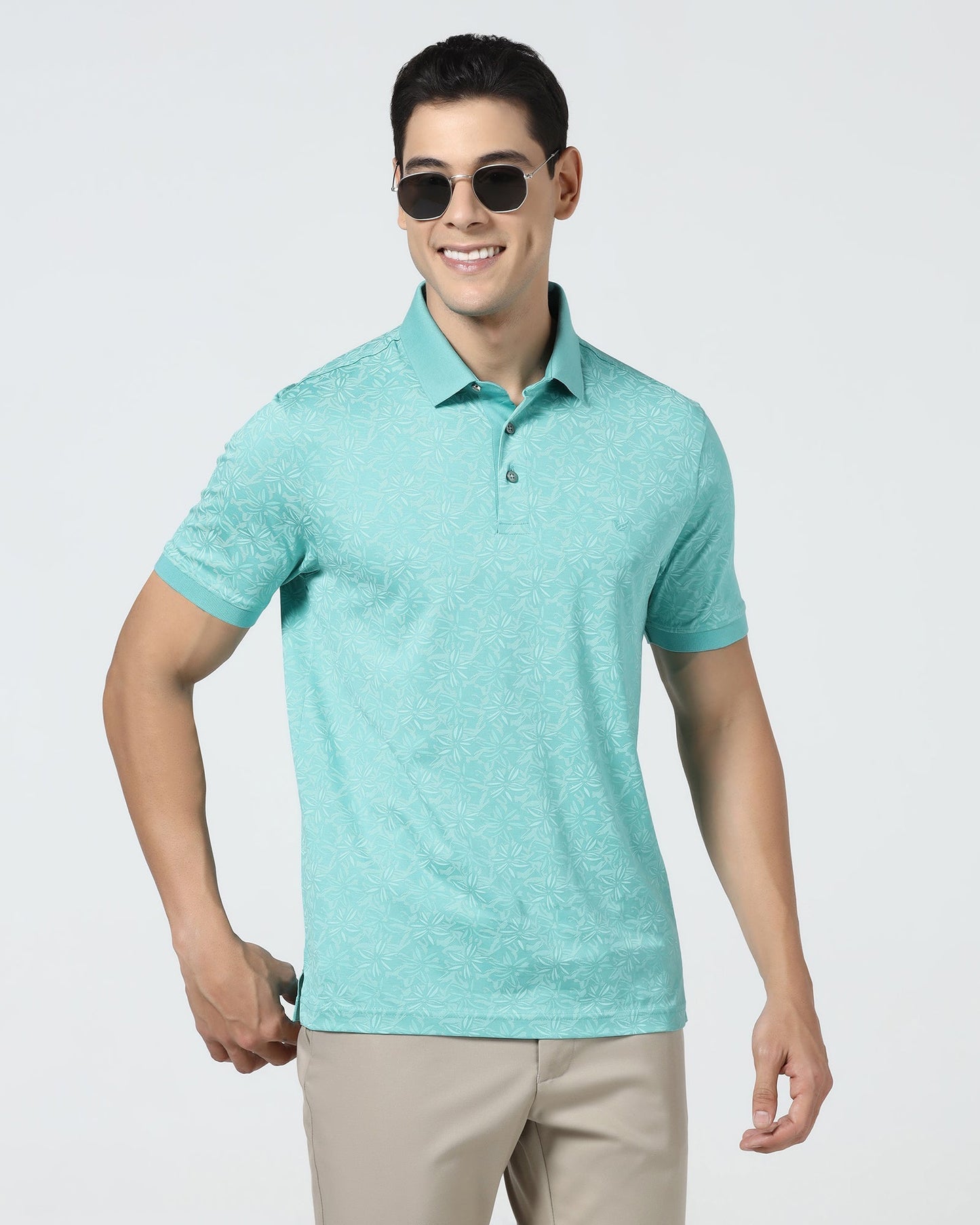 Turquoise Printed Polo - Dane