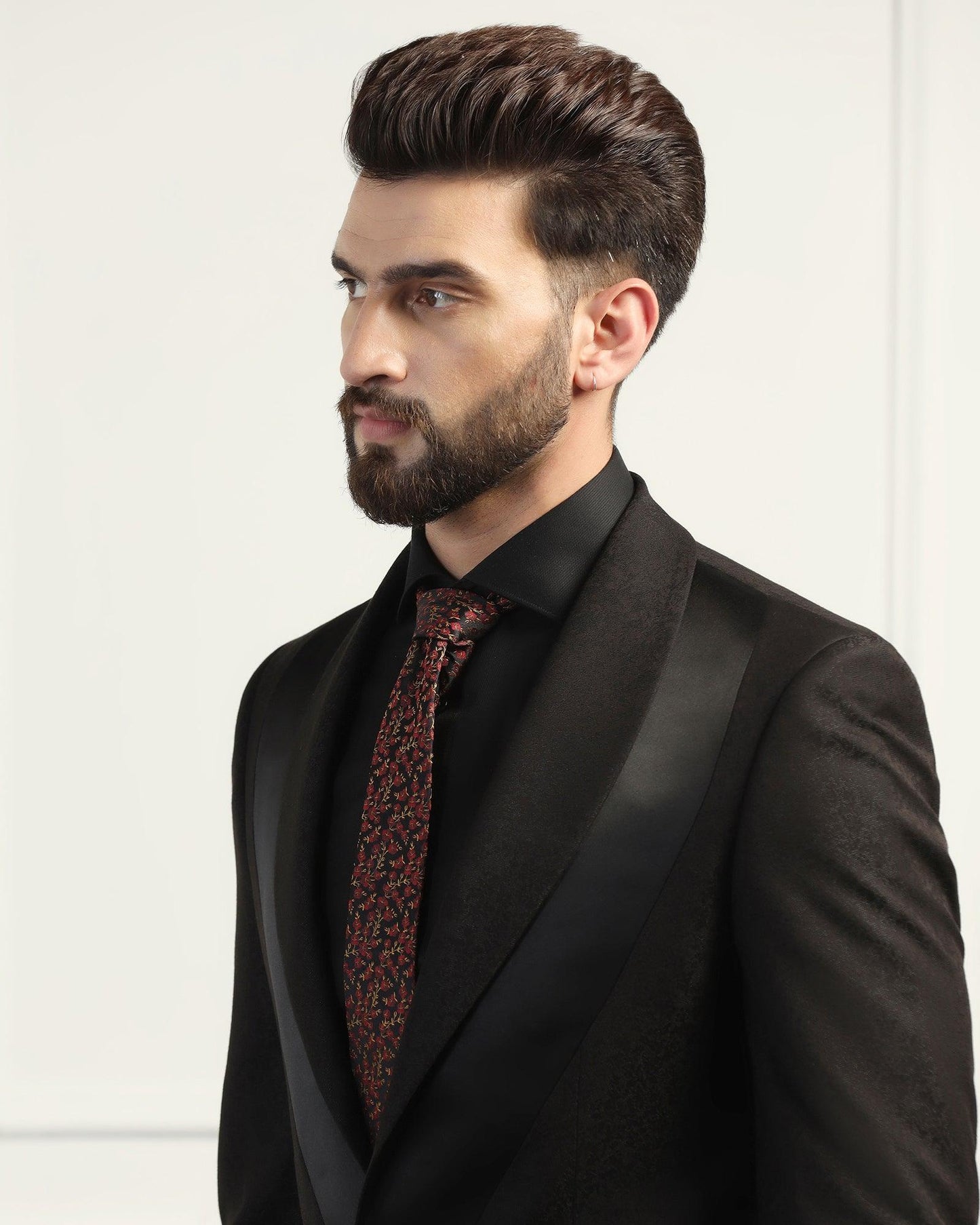 Two Piece Black Jacquard Formal Suit - Jessel