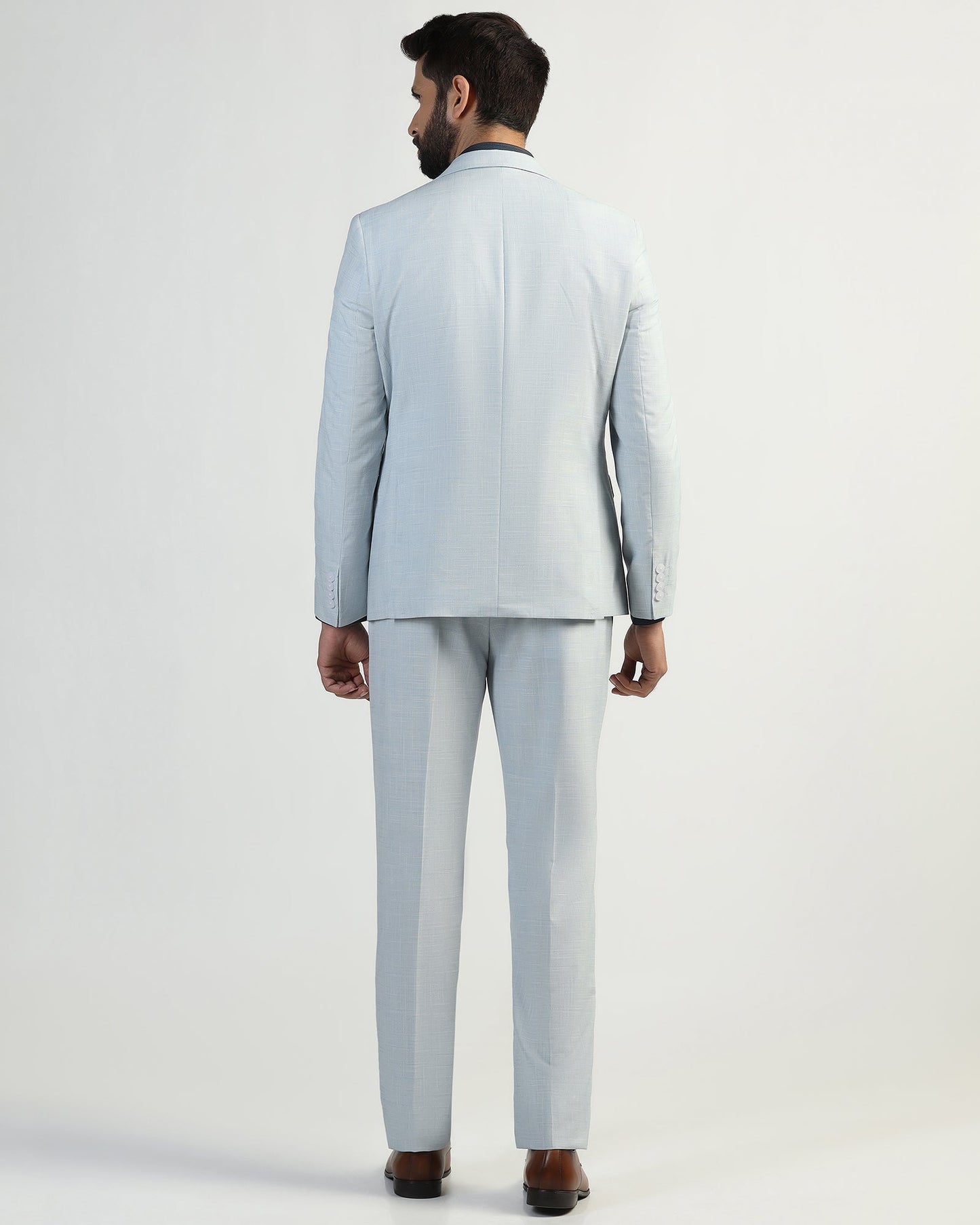 Two Piece Light Blue Check Formal Suit - Enrico