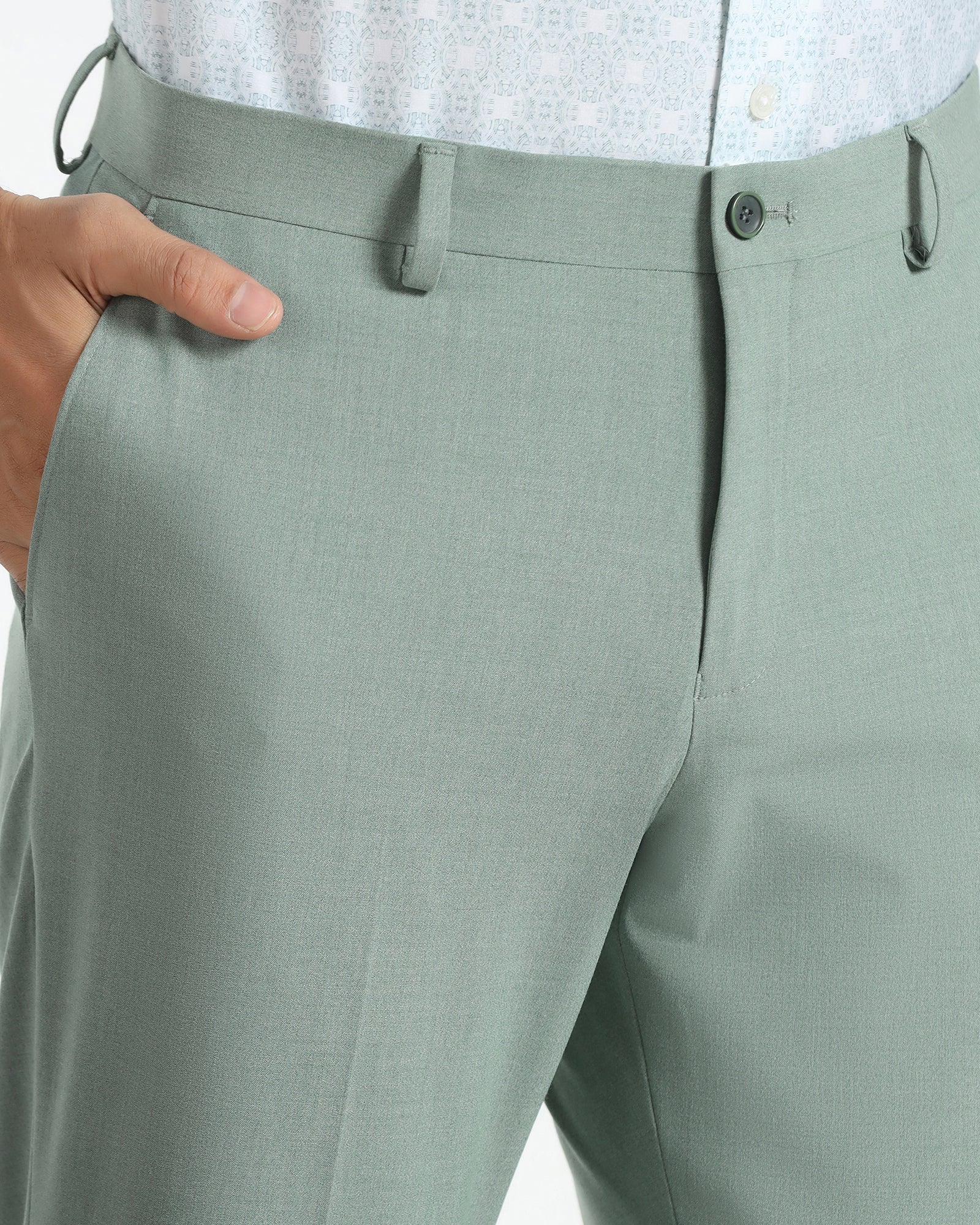 Two Piece Light Green Textured Formal Suit - Sedra
