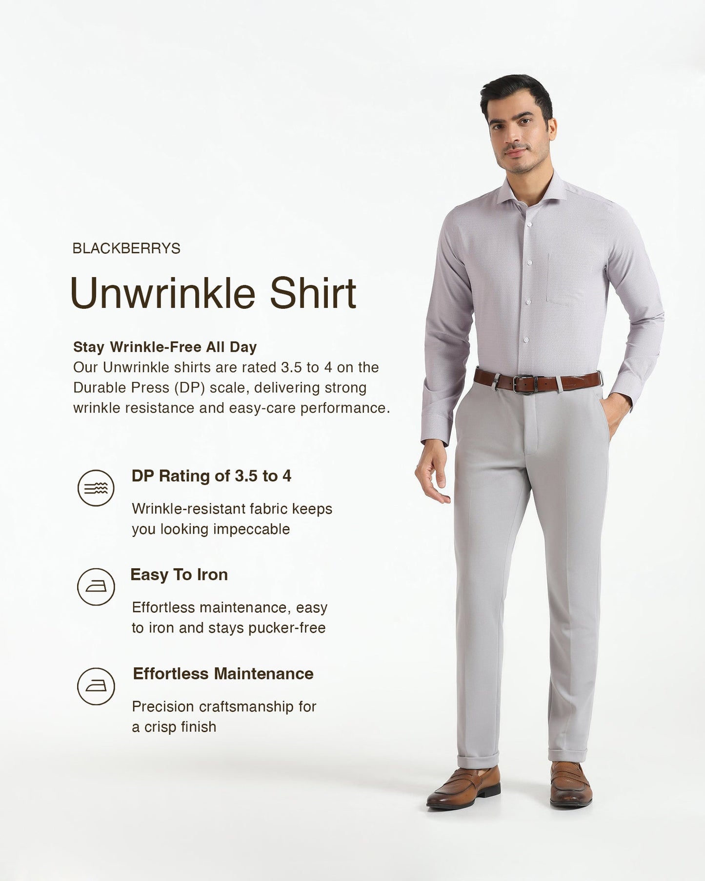 Non Iron Formal Purple Textured Shirt - Ivis
