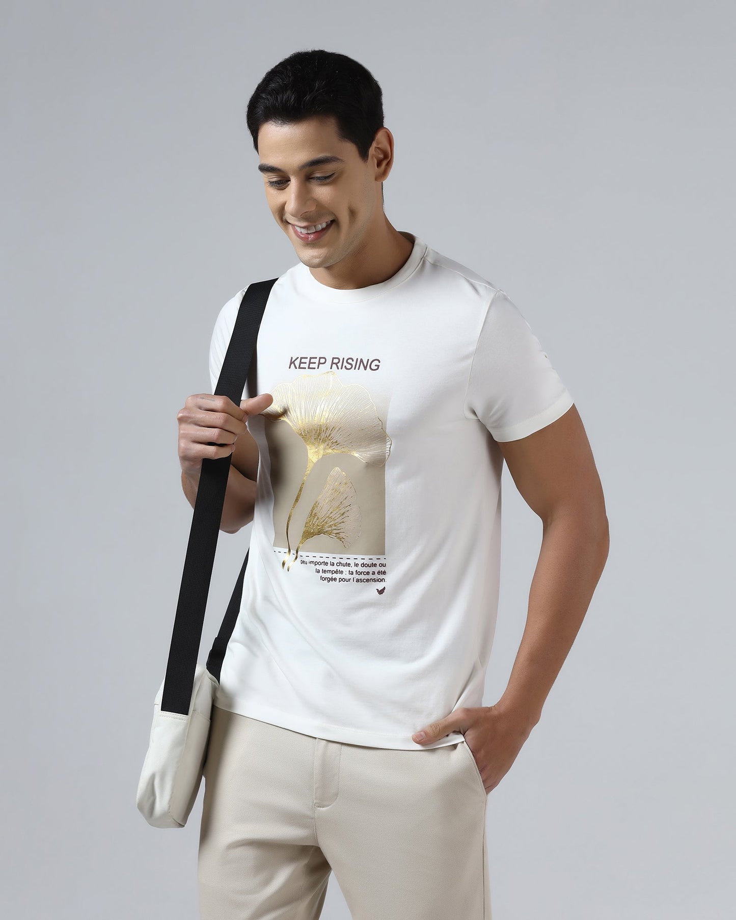 White Crew Neck Printed T-Shirt - James
