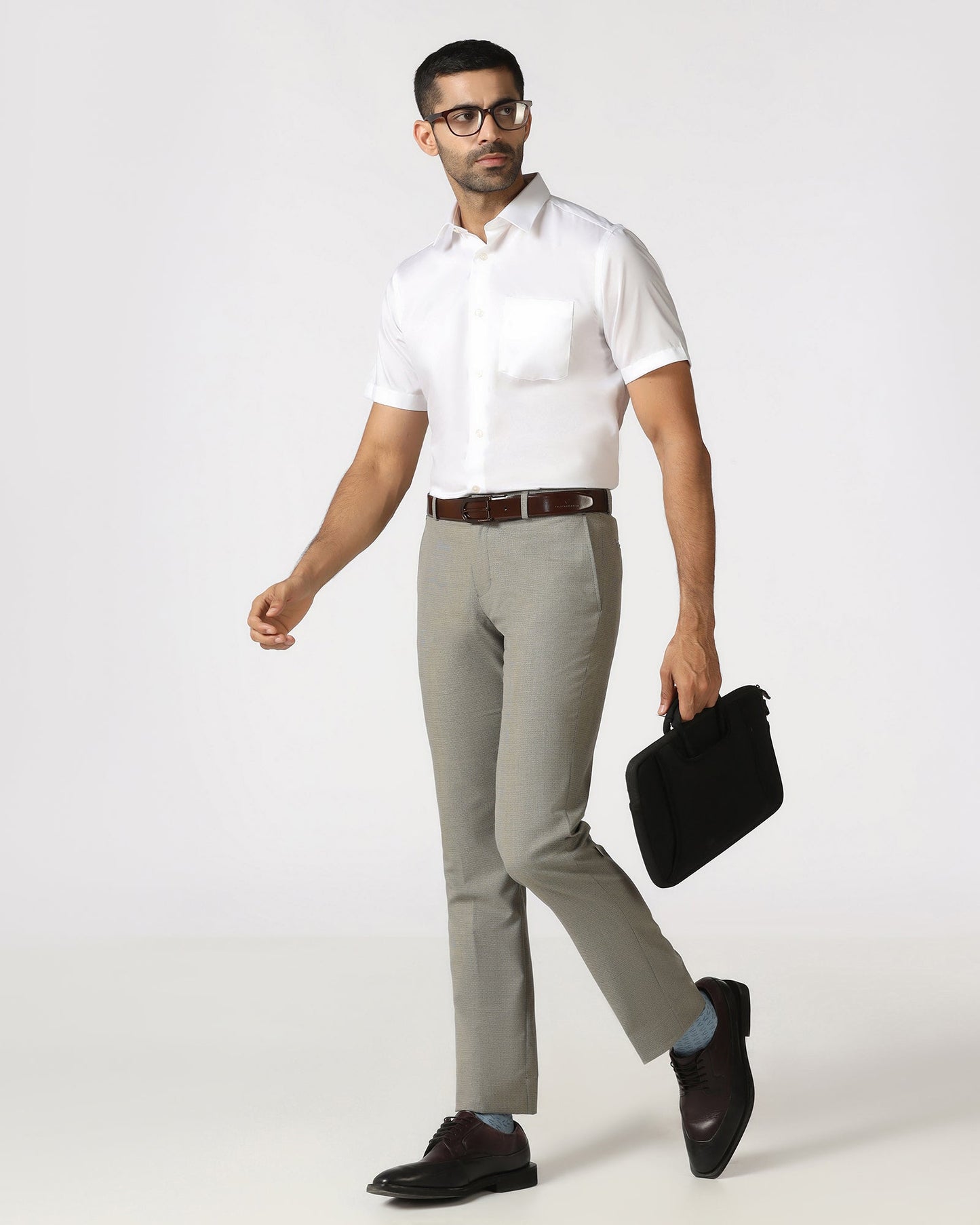 White Half Sleeve Solid Shirt - Dawn