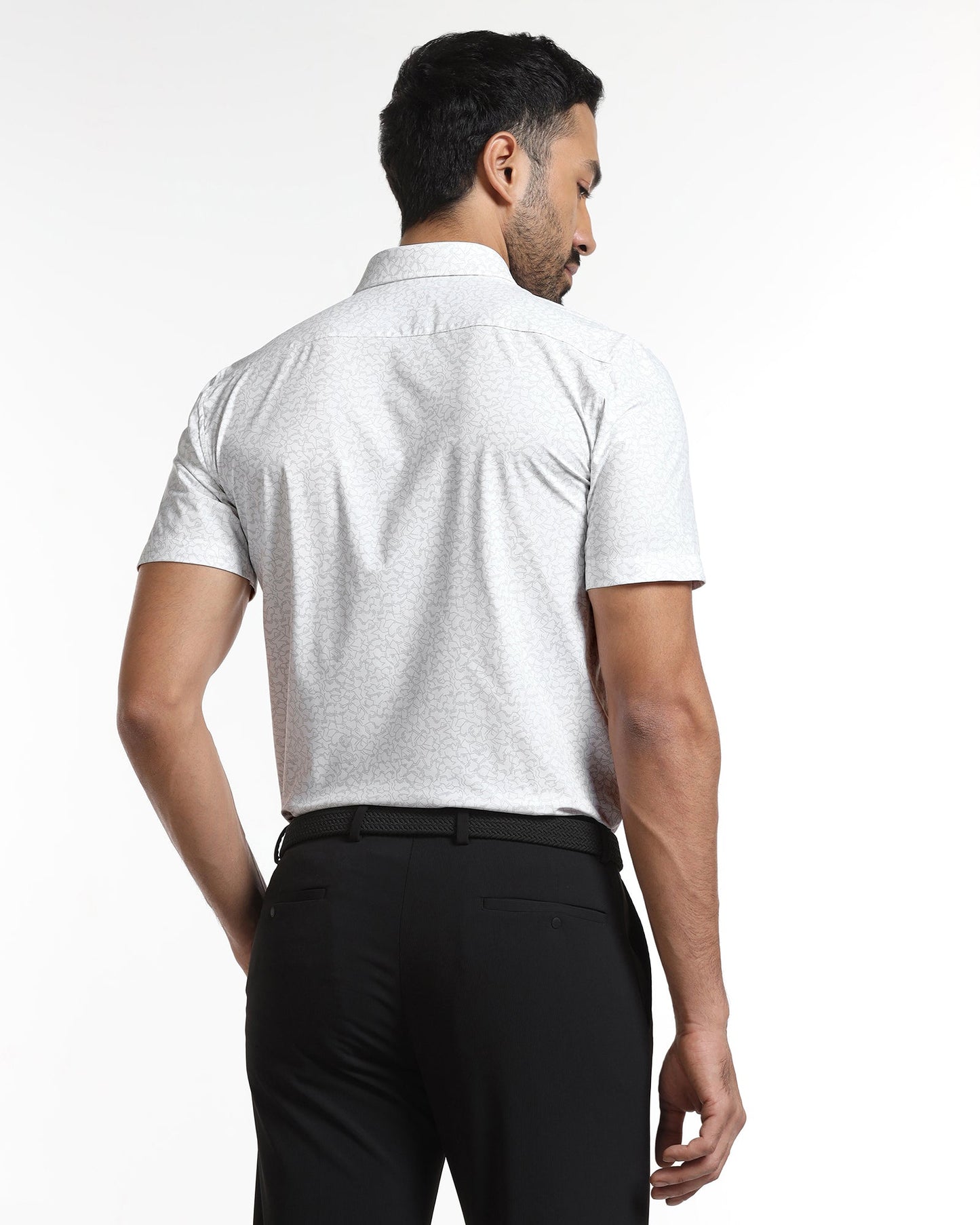 White Half Sleeve TechPro Printed Shirt - Ramtilhs