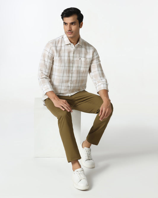White Linen Check Shirt - Merik