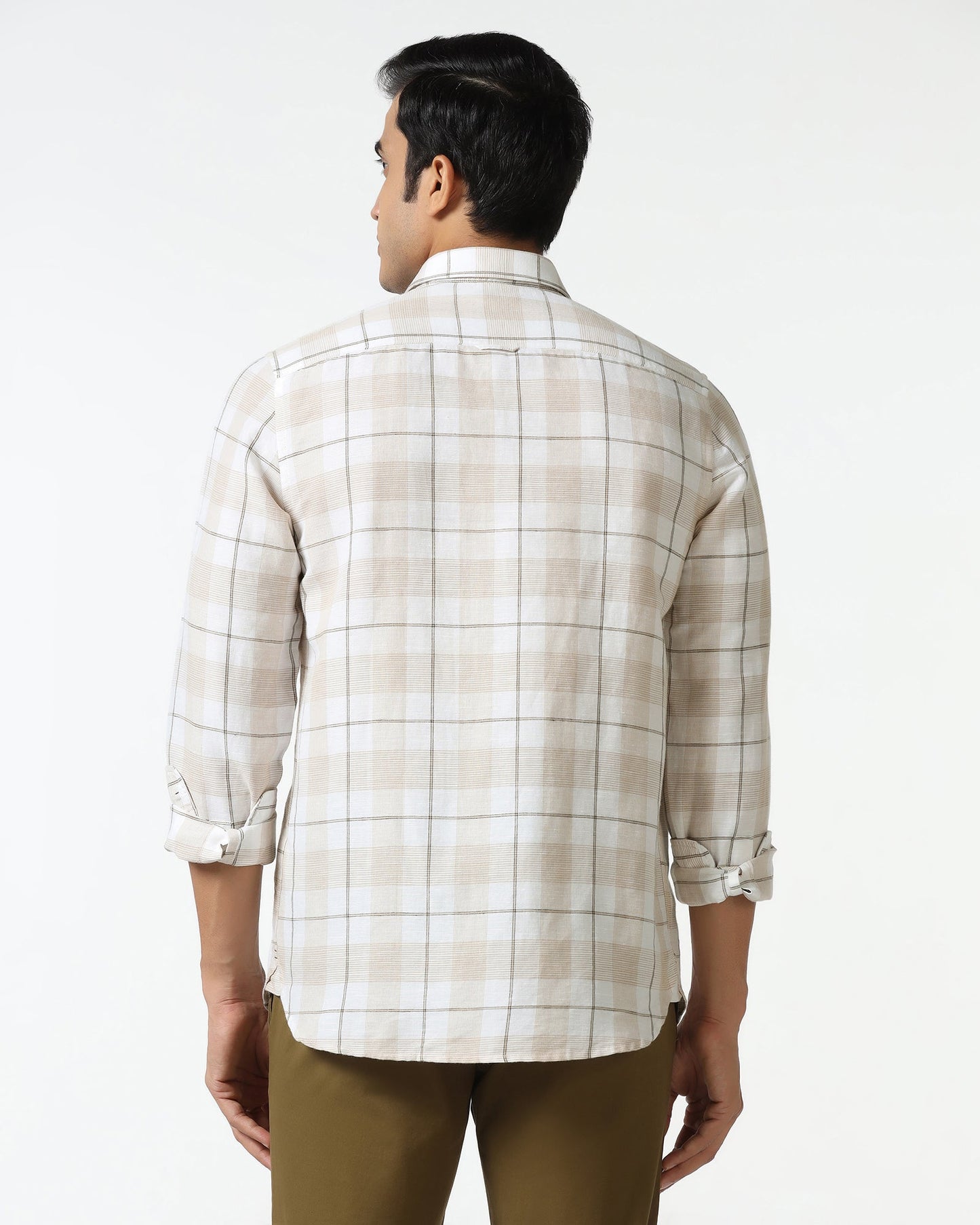 White Linen Check Shirt - Merik