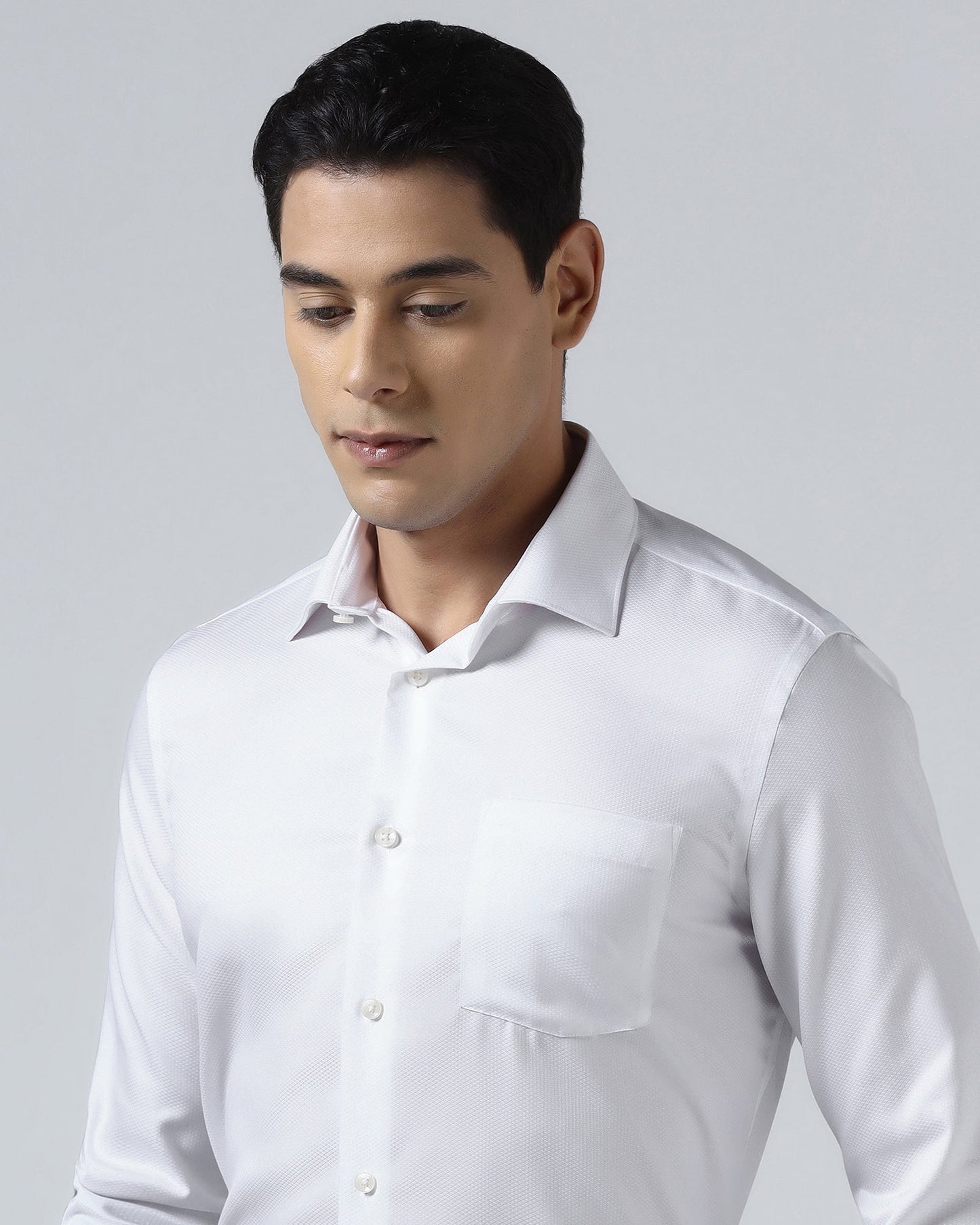 White Non Iron Textured Shirt - P31
