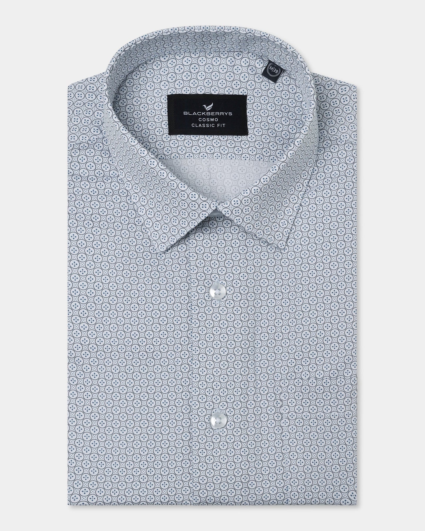 White Half Sleeve Printed Shirt - Andrew