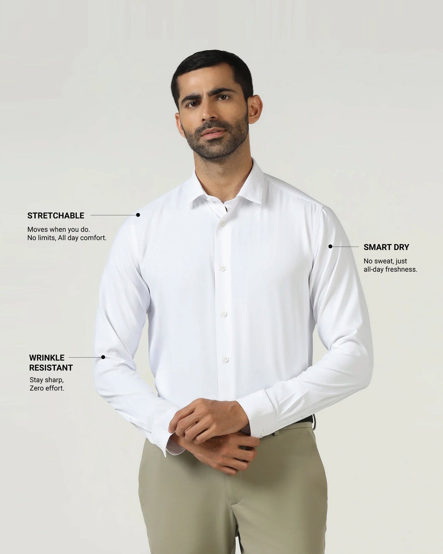 White Techpro Solid Shirt - Shephard