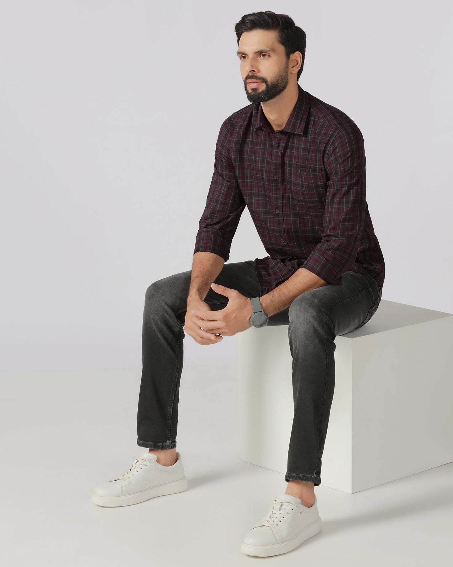 Wine Check Shirt - Bimer