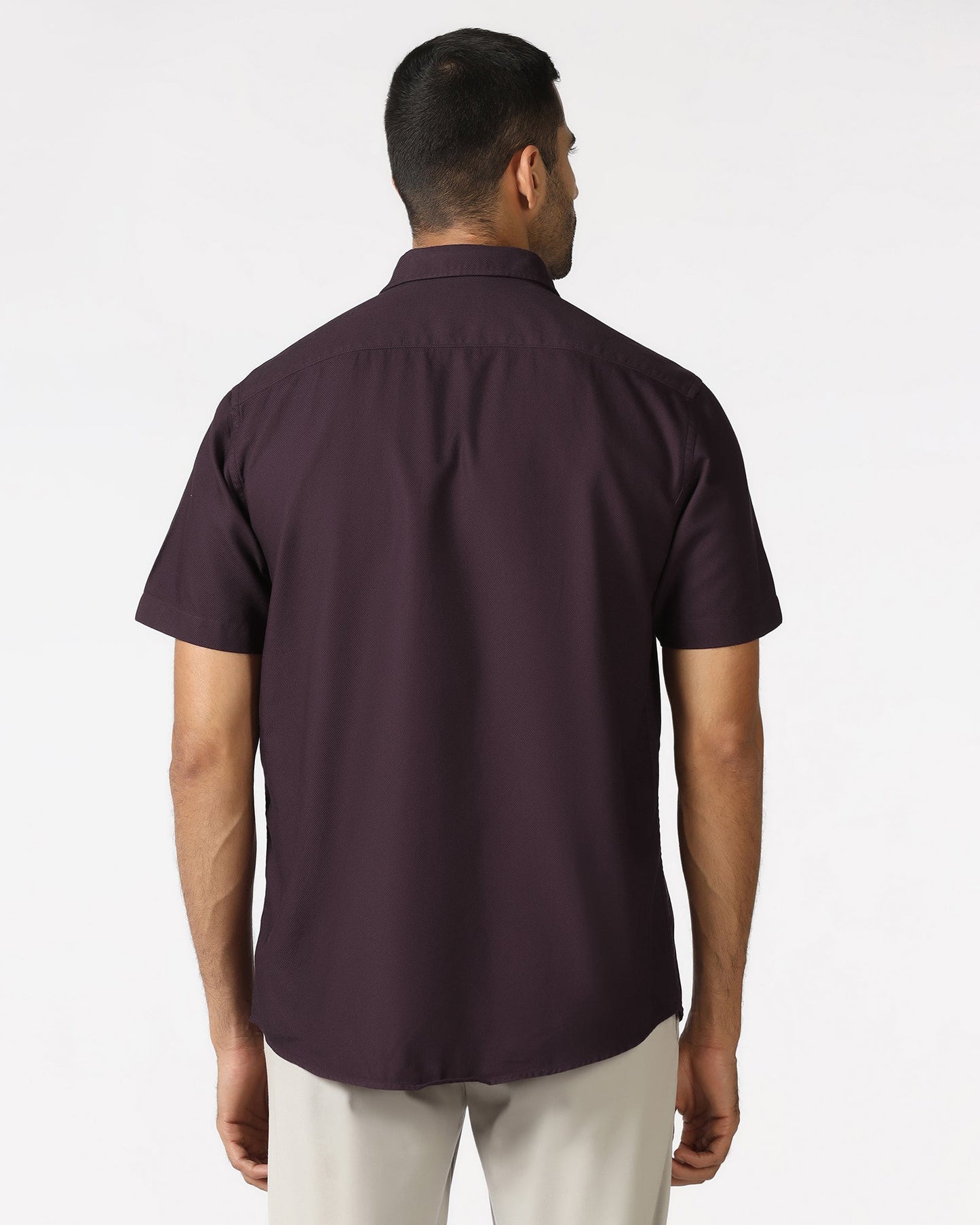 Wine Half Sleeve Textured Shirt - Caty