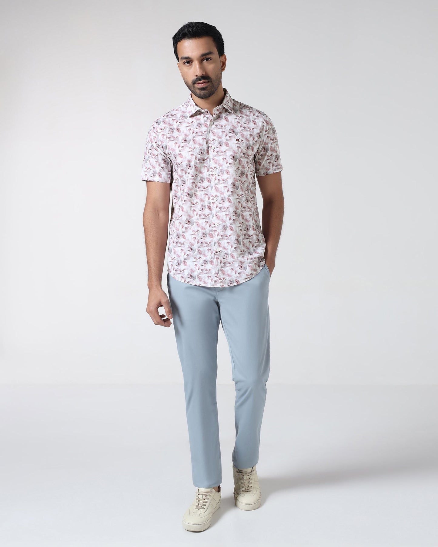 Wine Half Sleeve Printed Shirt - Enric