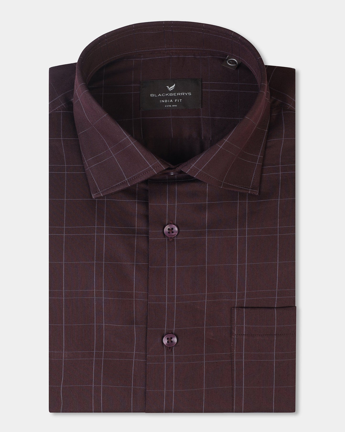 Wine Red Check Shirt - Axton