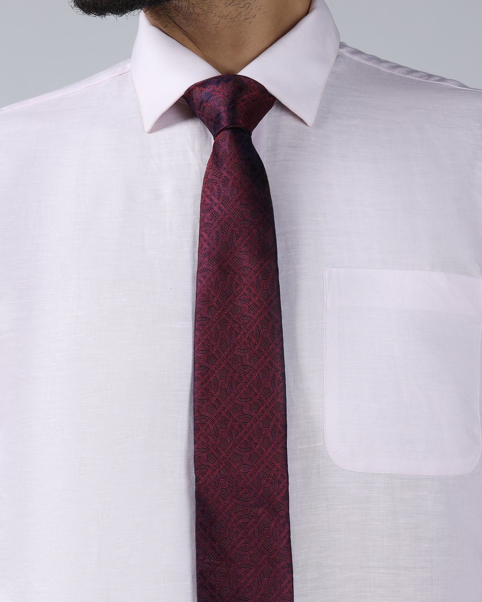Wine Silk Jacquard Tie - Wynston