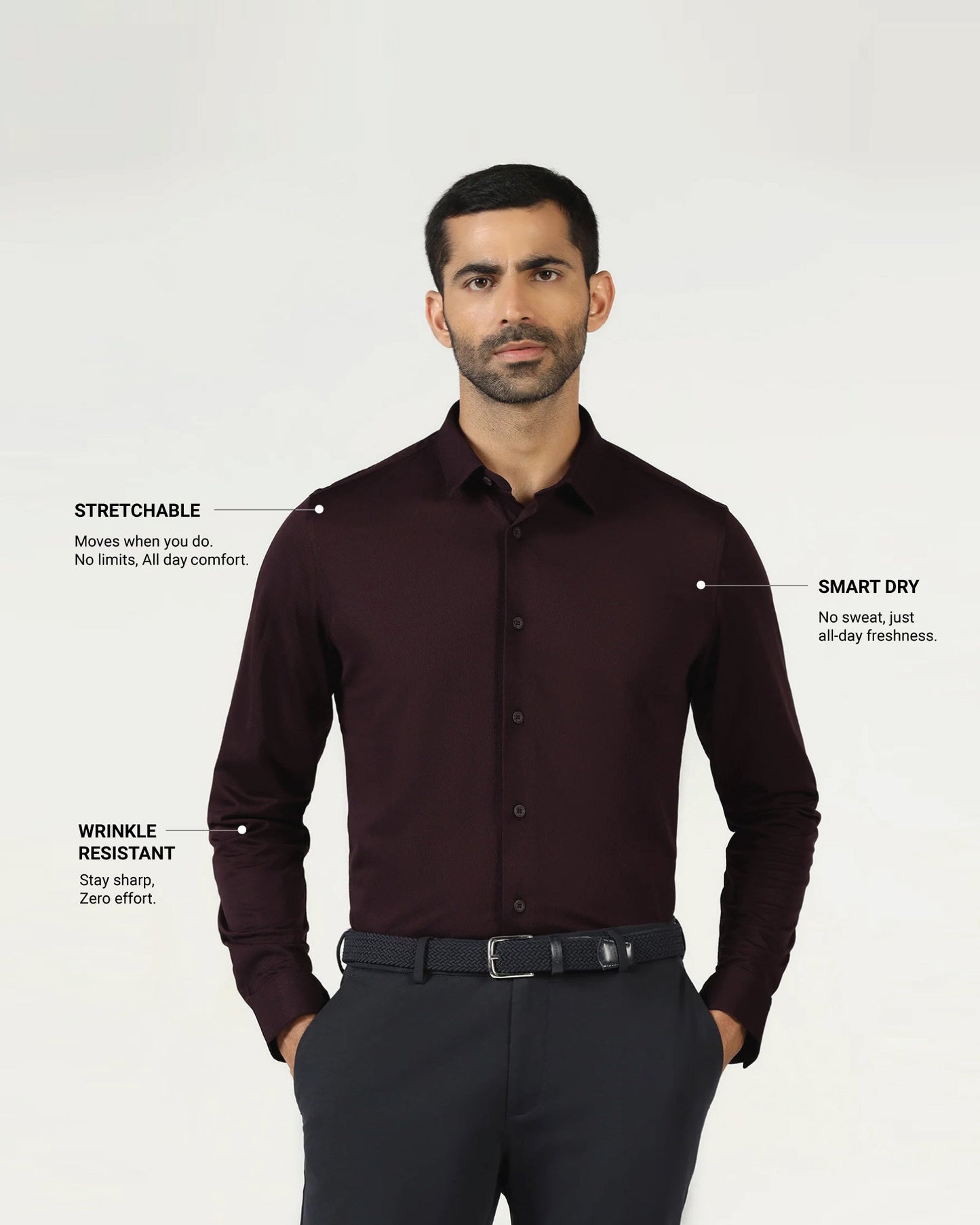 Wine Techpro Stripe Shirt - Keish