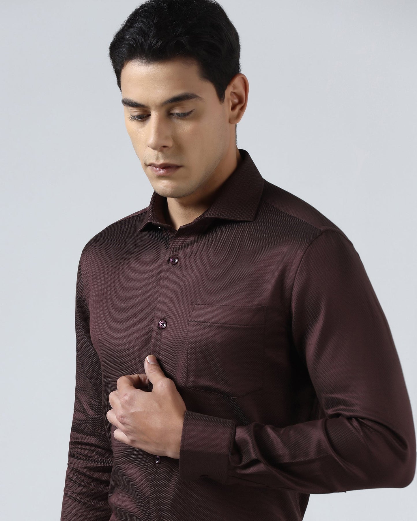 Wine Textured Shirt - Aspen