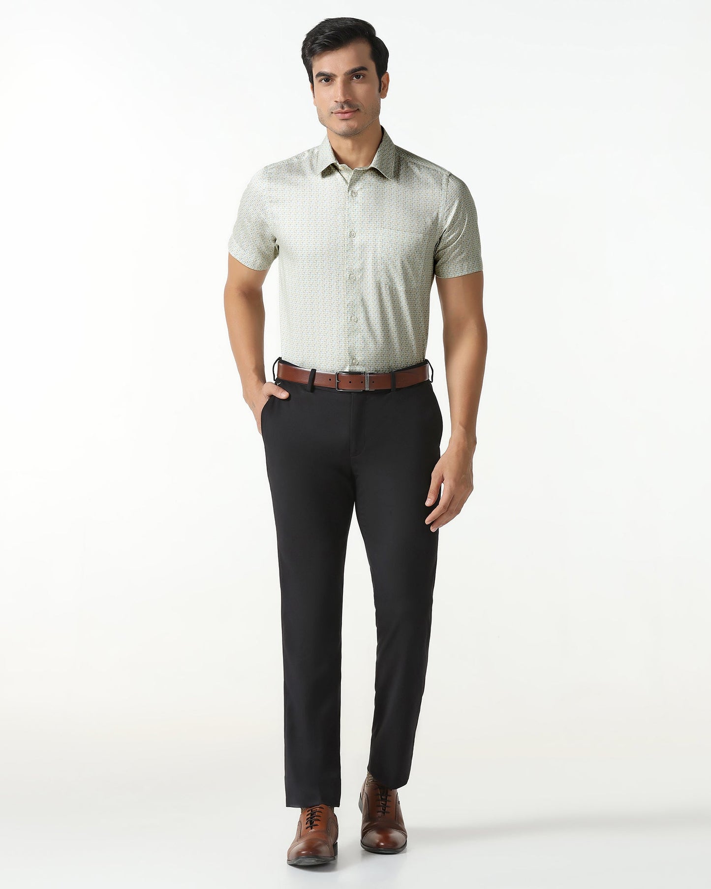Yellow Half Sleeve Printed Shirt - Nicole