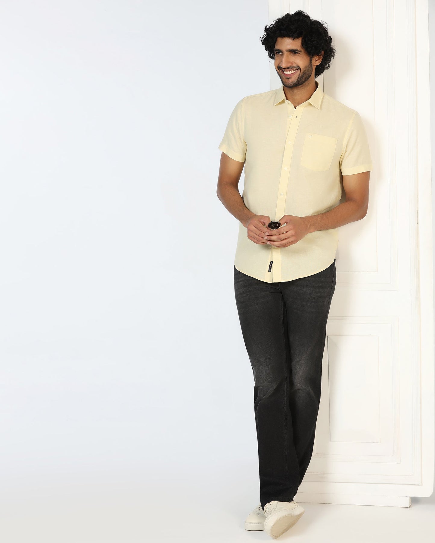 Yellow Half Sleeve Solid Shirt - Axar