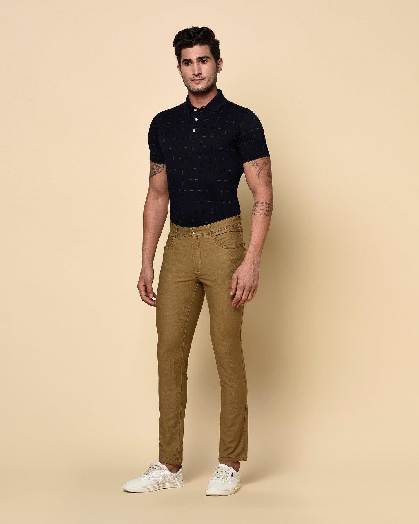 B5P Casual Khaki Solid Khakis - Eva - Blackberrys
