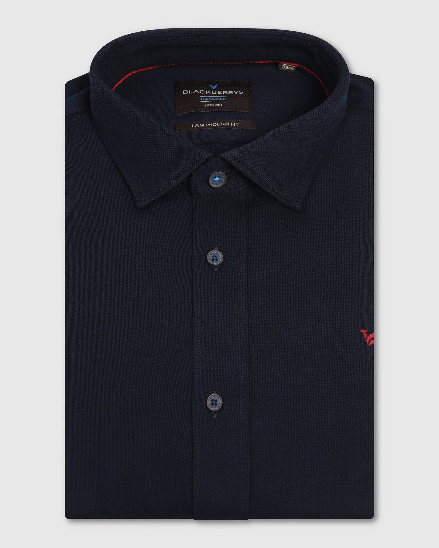 Casual Navy Solid Shirt - Pelantos