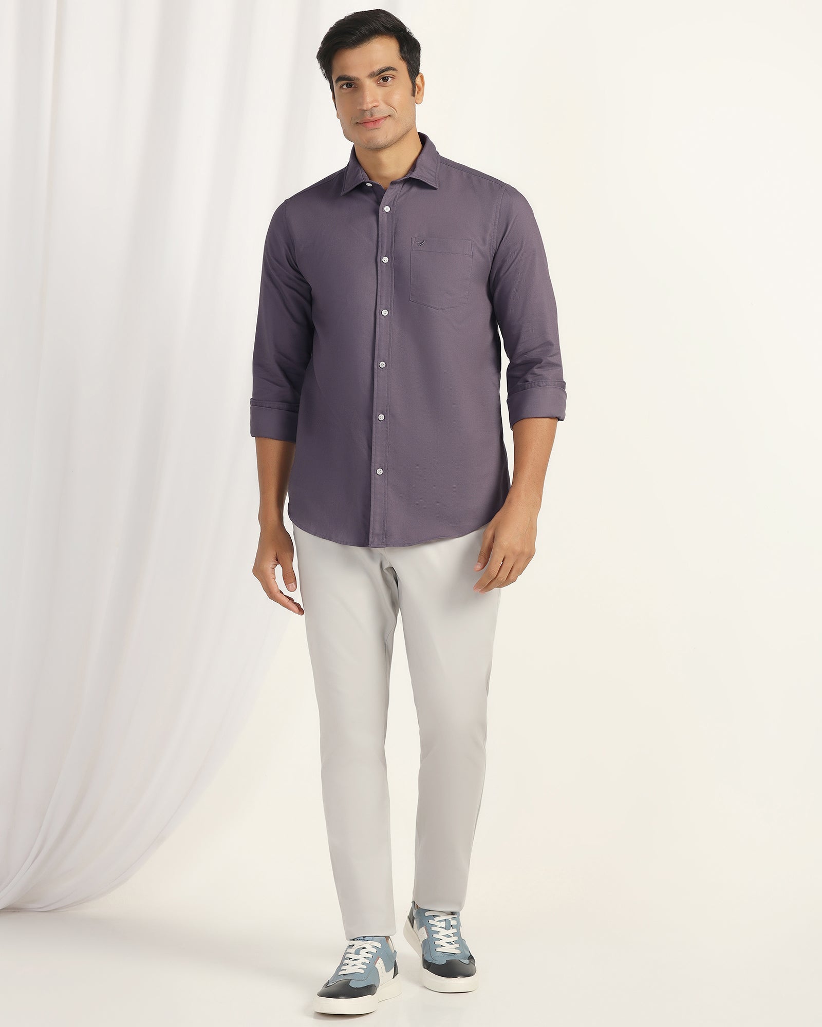 Casual Purple Textured Shirt - Caty