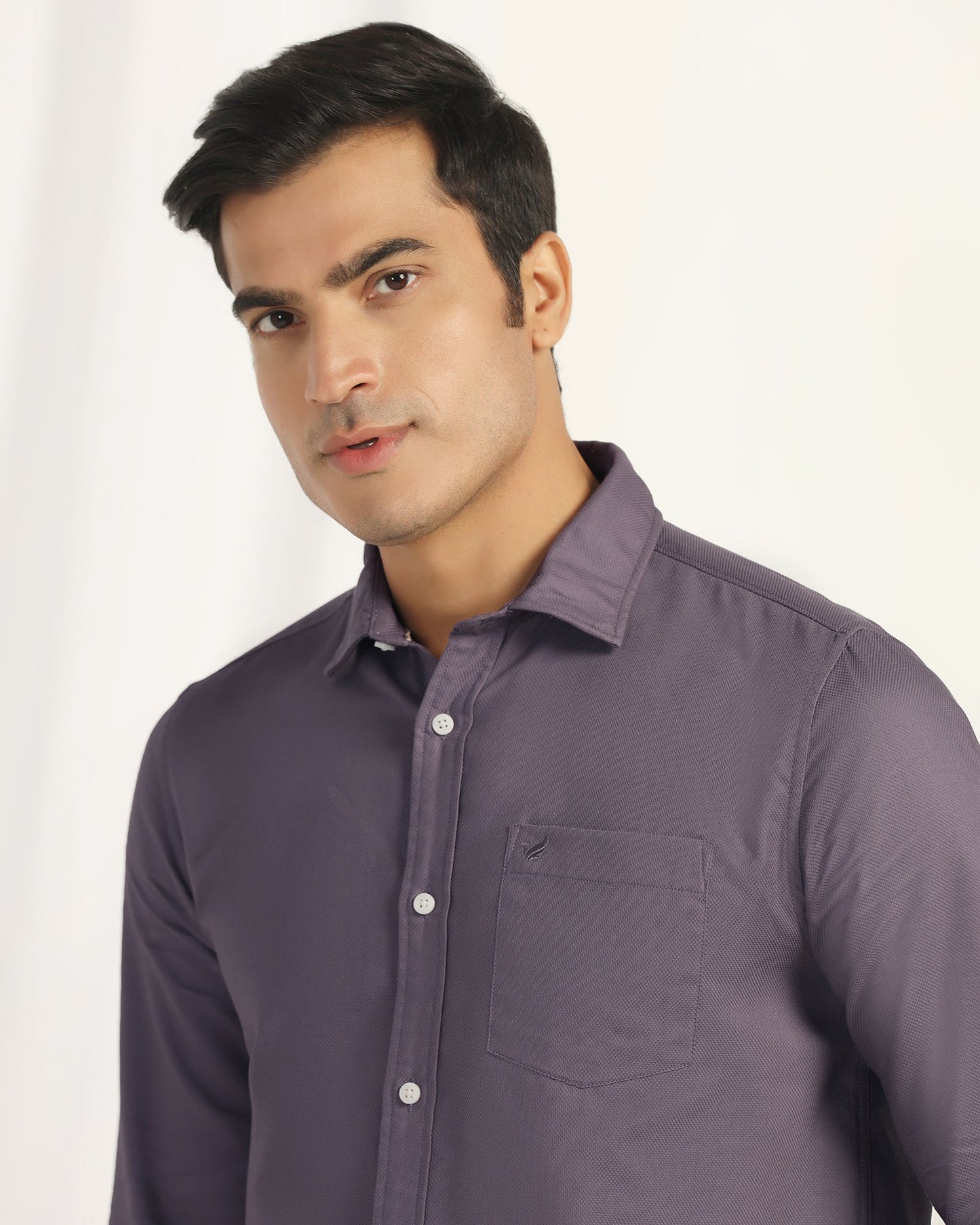 Casual Purple Textured Shirt - Caty