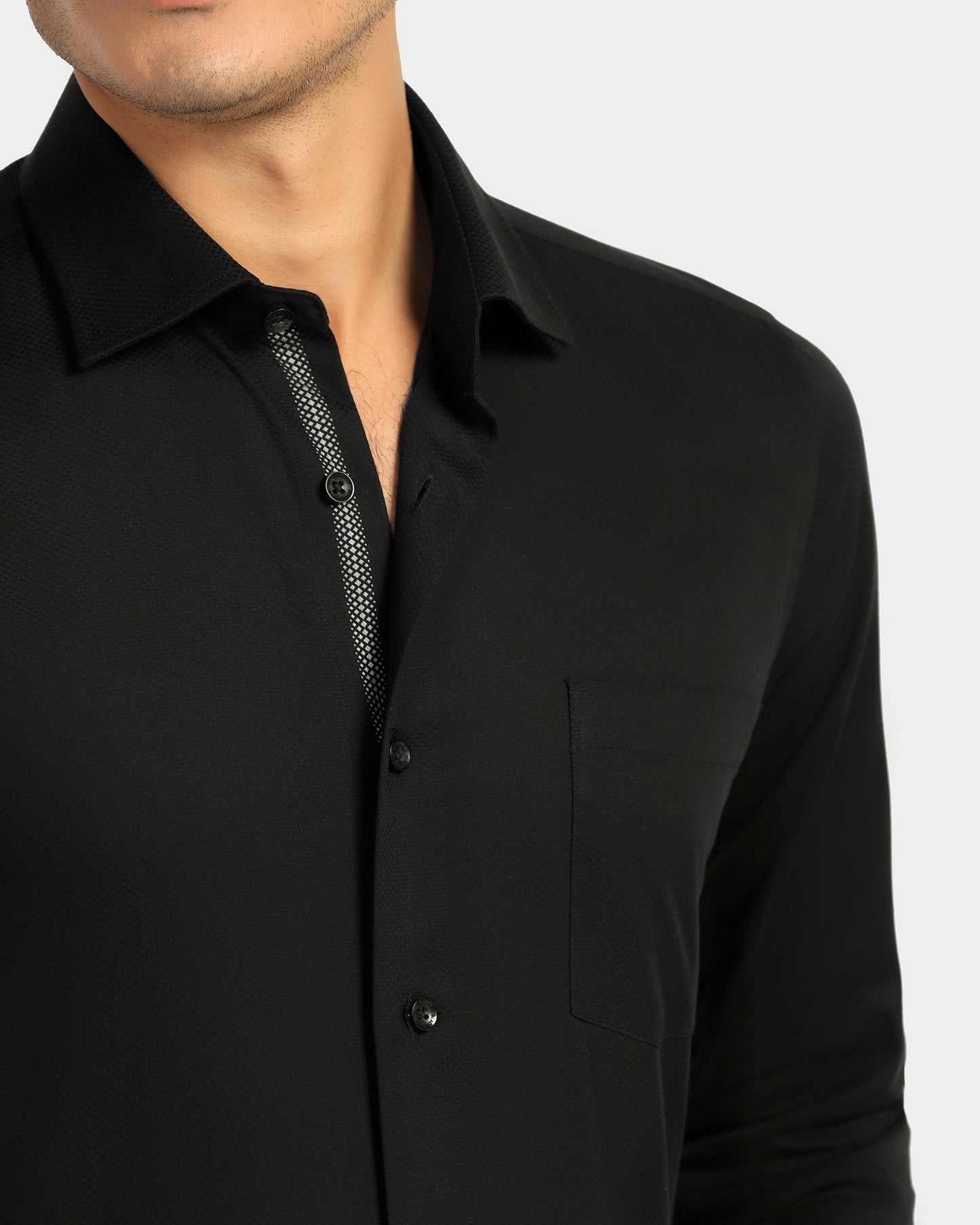 Formal Black Textured Shirt - Noir