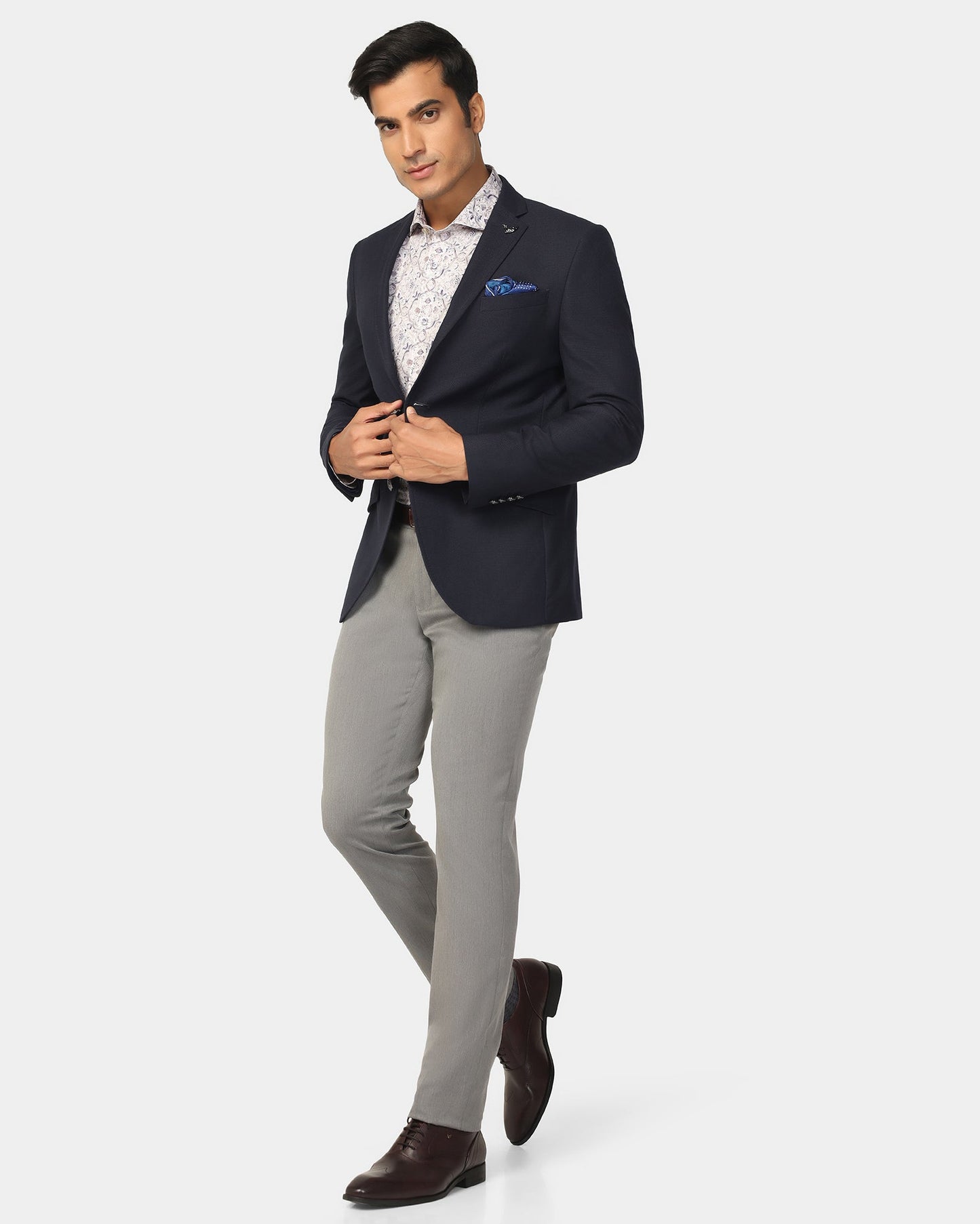 Formal Navy Textured Blazer - Quaint