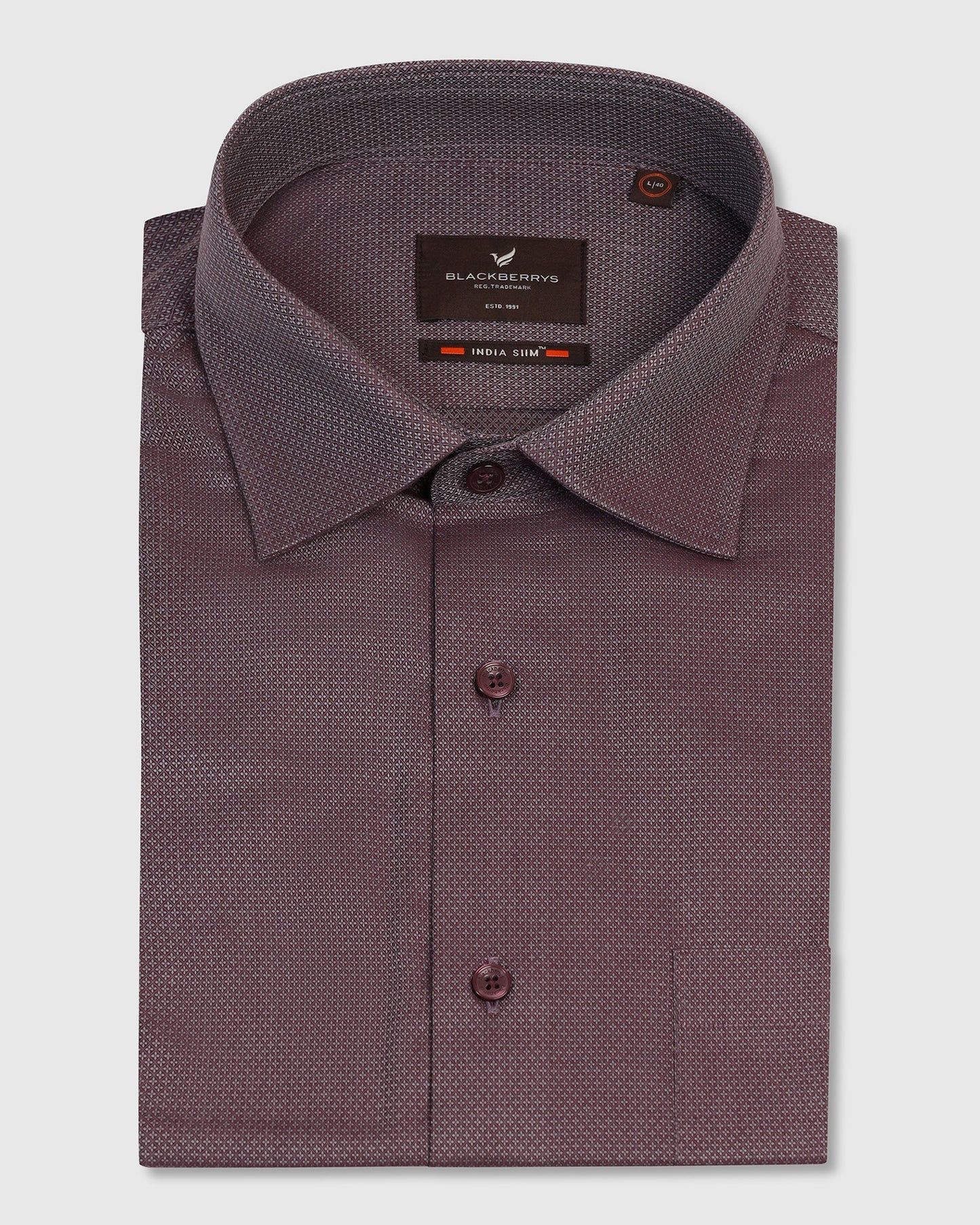 Formal Plum Textured Shirt - Punch