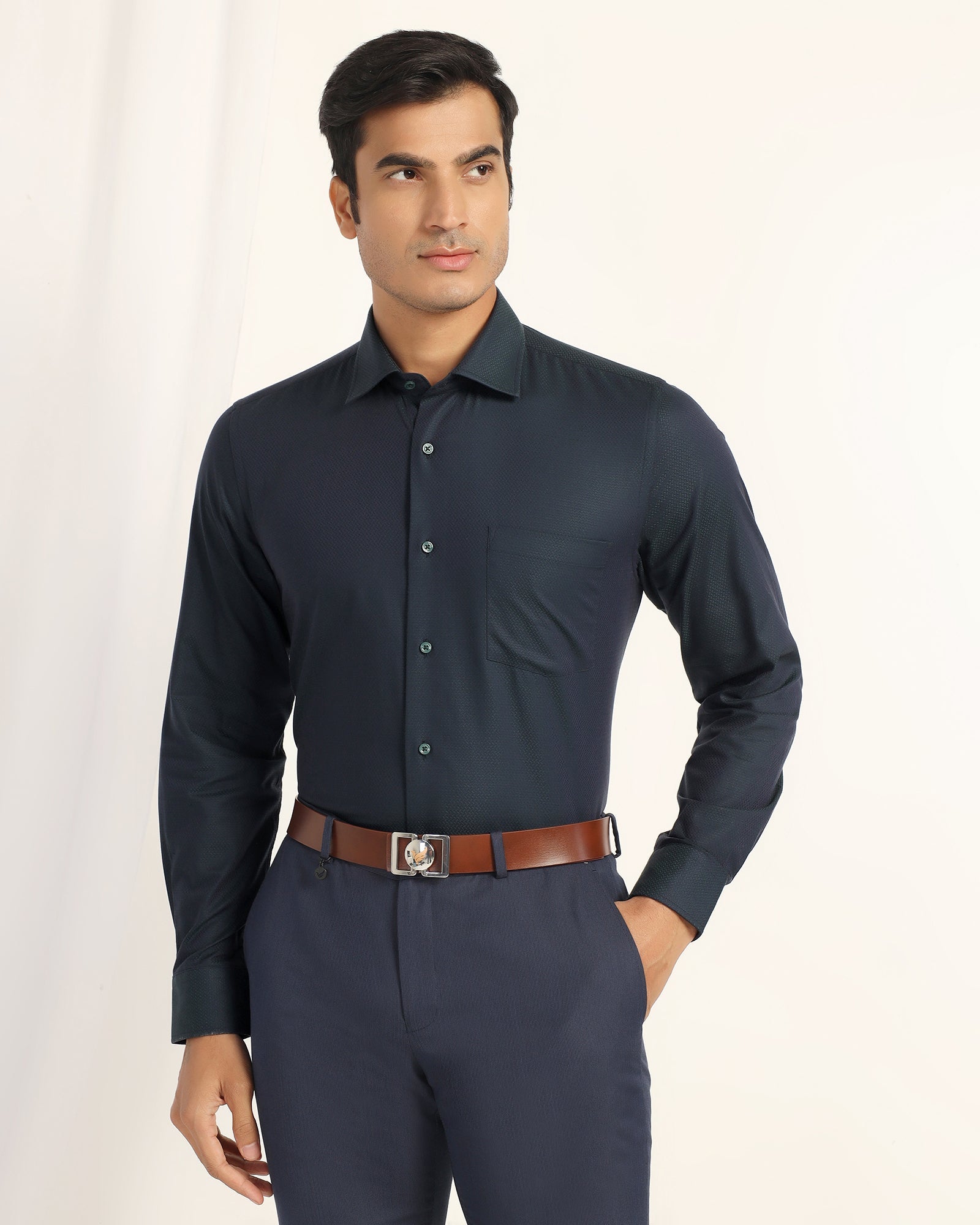 Formal Teal Textured Shirt - Dario
