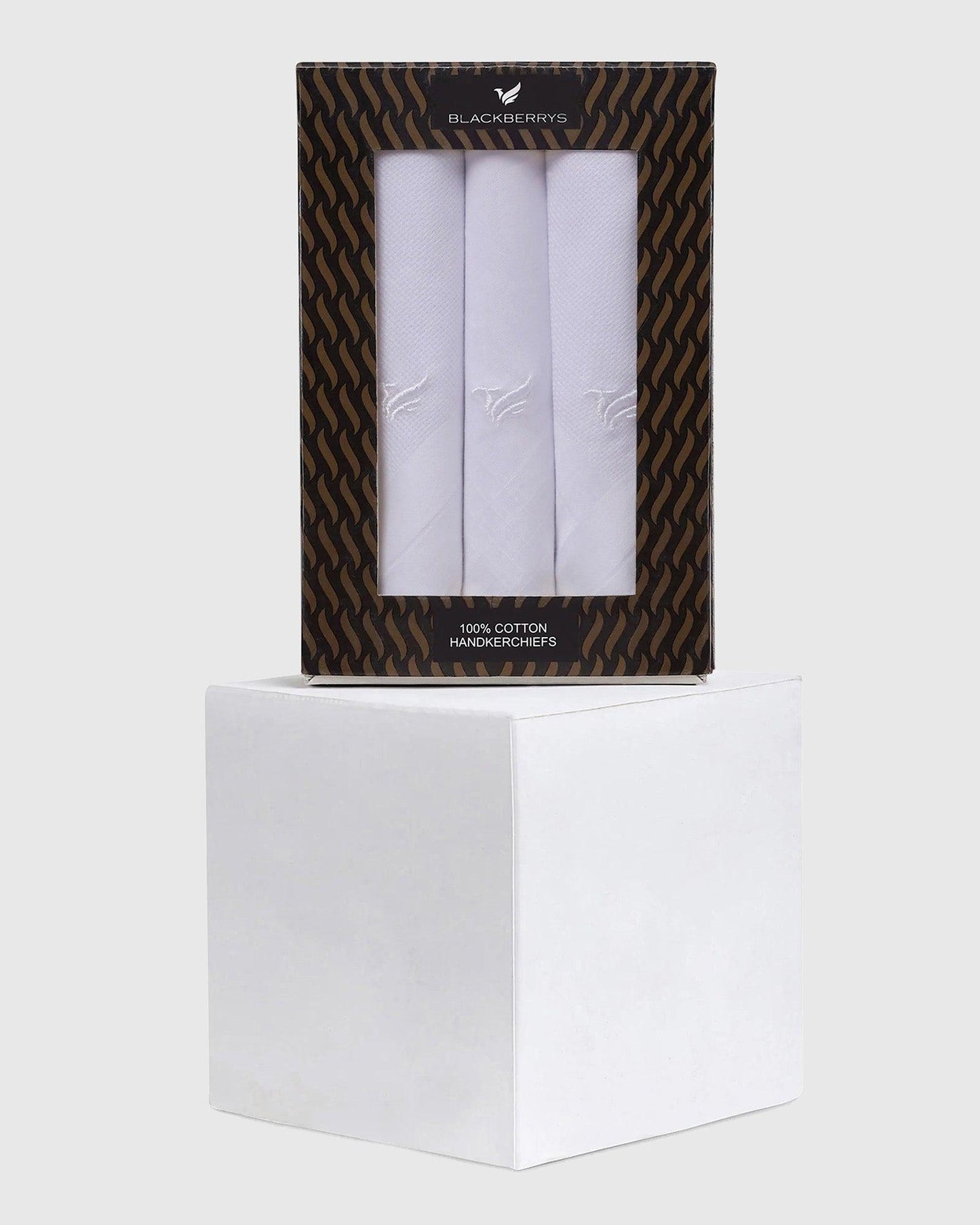 Cotton White Solid Handkerchief - Vovert