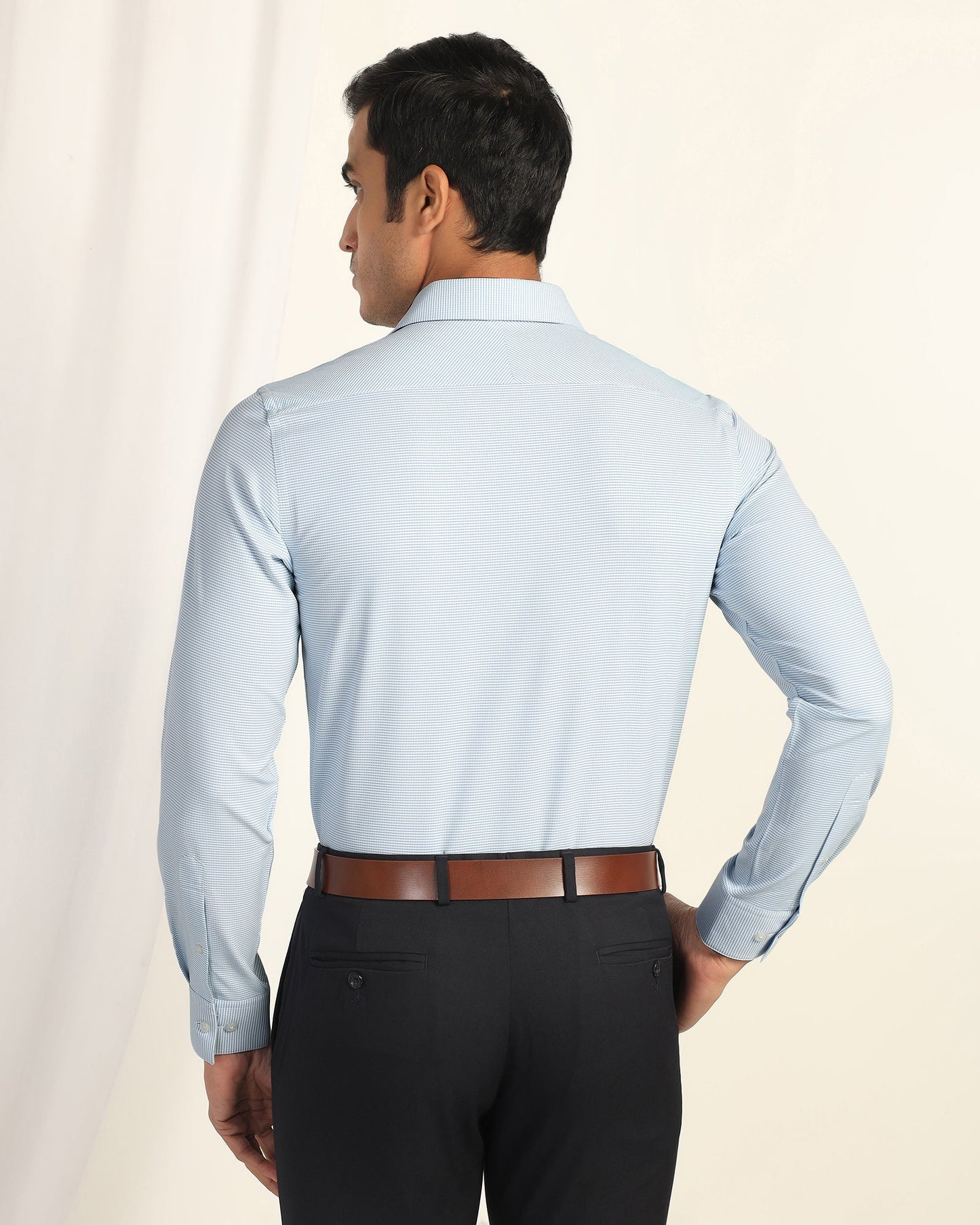Non Iron Formal Blue Textured Shirt - Wise