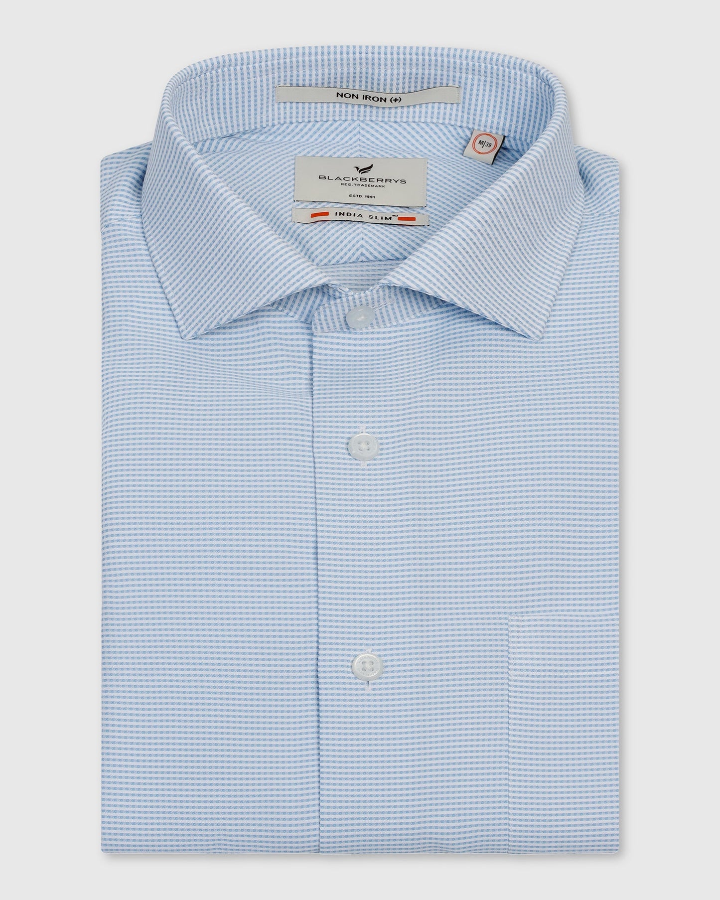 Non Iron Formal Blue Textured Shirt - Wise