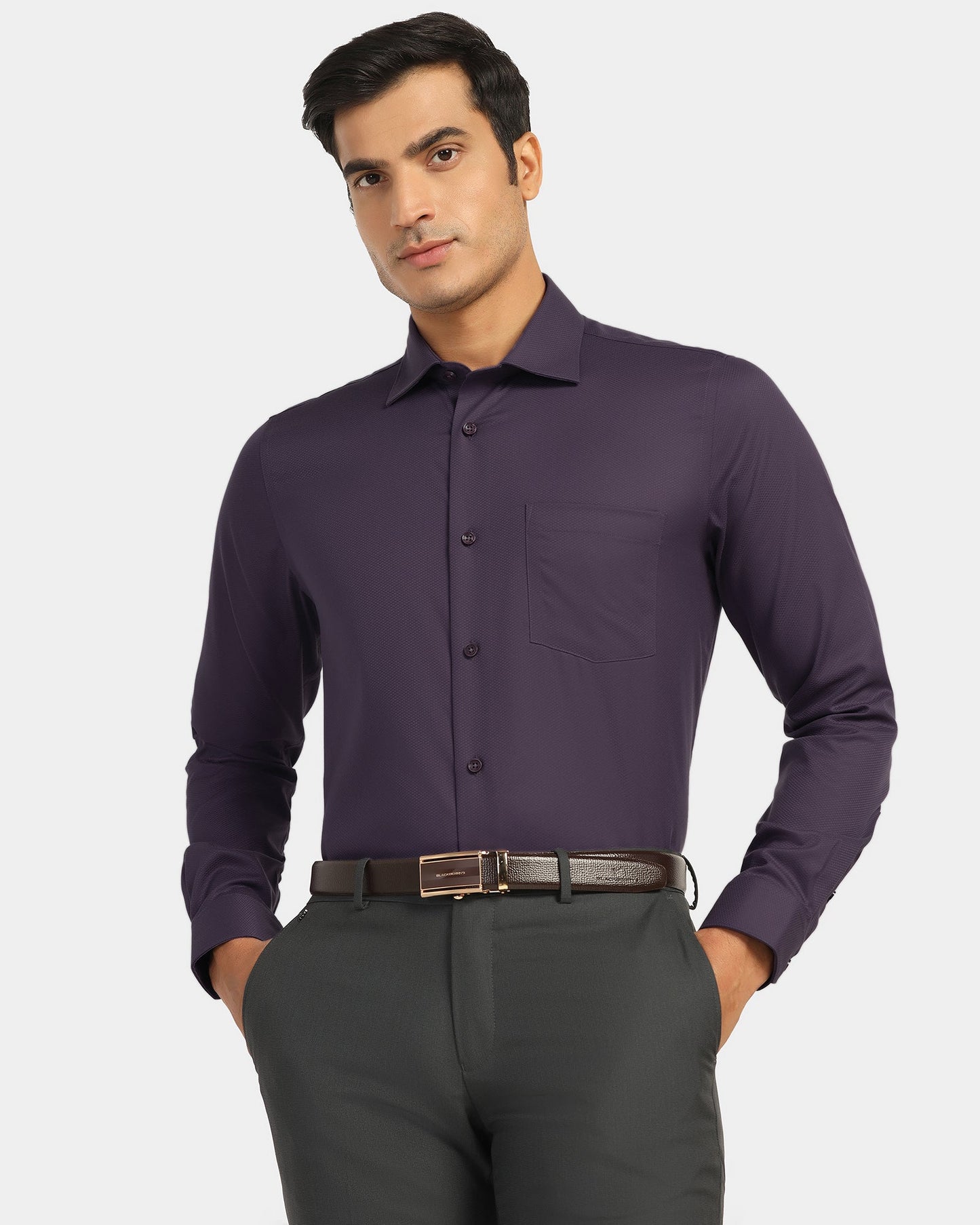 Non Iron Formal Purple Solid Shirt - P31