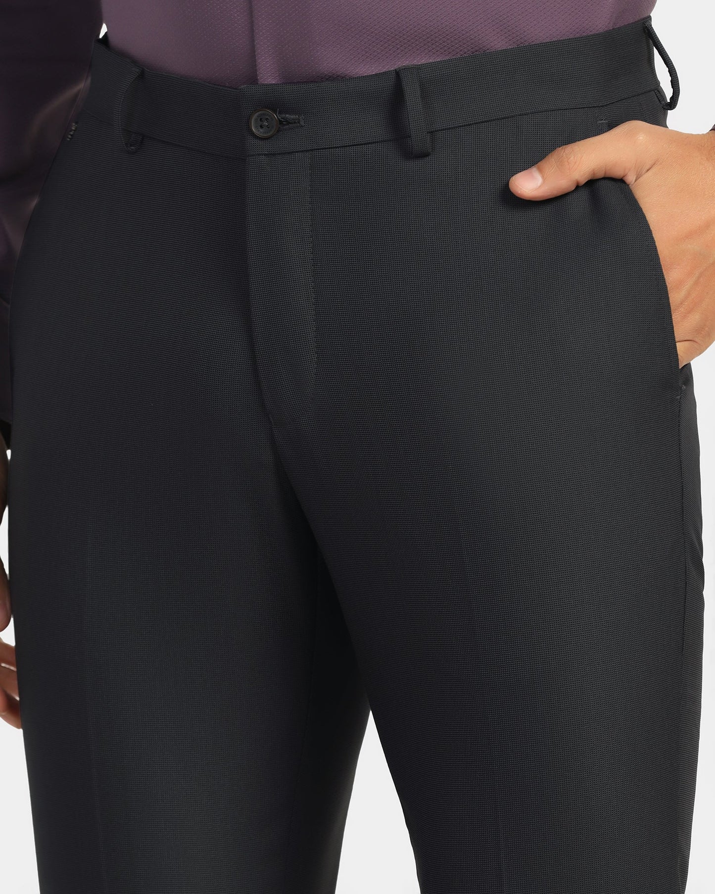 Slim Fit B-91 Formal Dark Grey Textured Trouser - Fendi
