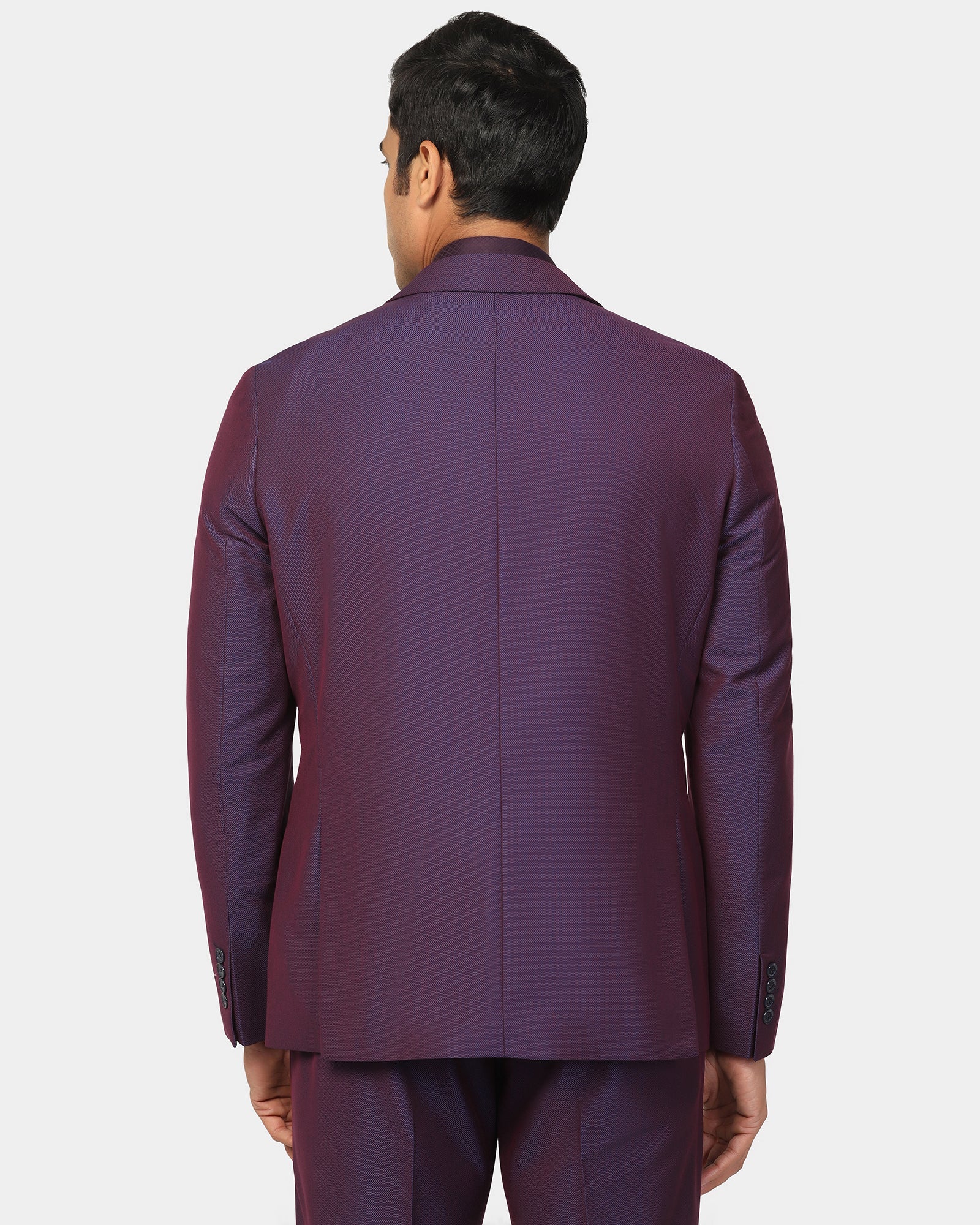 Three Piece Purple Textured Formal Suit - Zenin