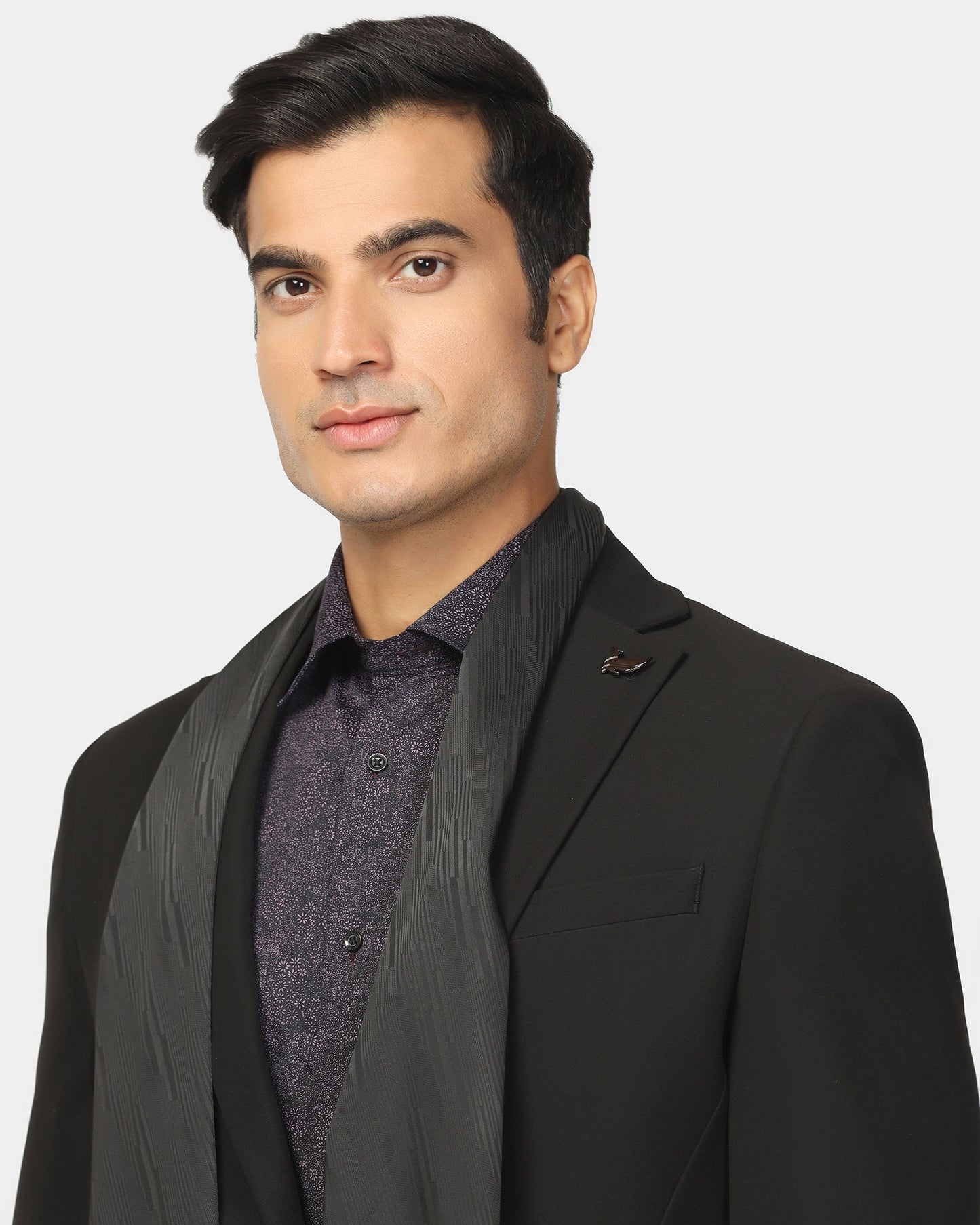 Two Piece Black Solid Formal Suit - Rostov
