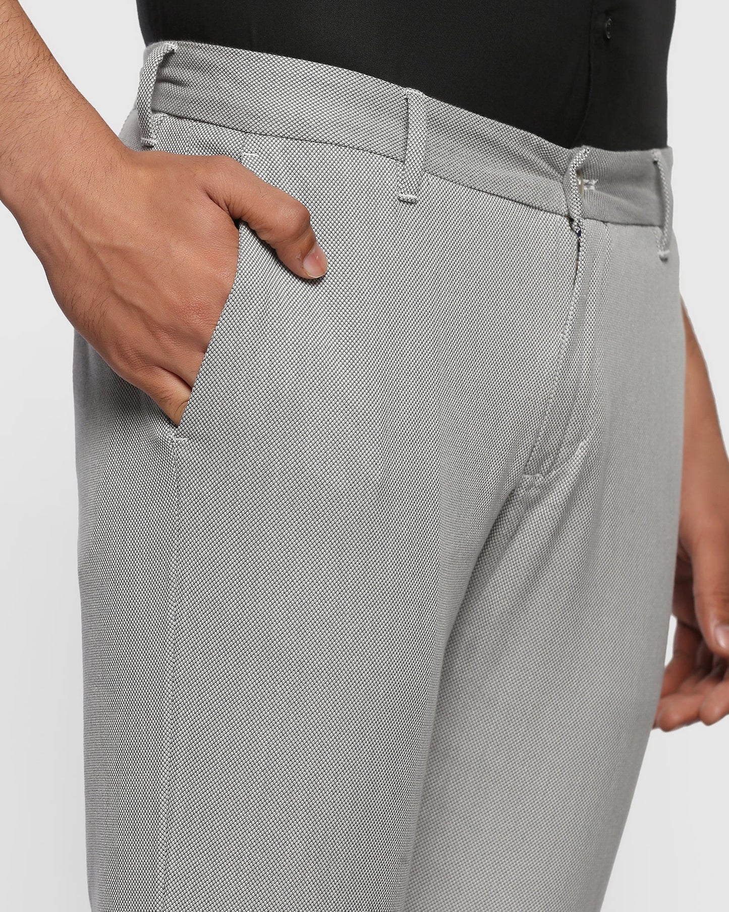 Textured Casual Khakis In Light Grey B-91 (Gama)