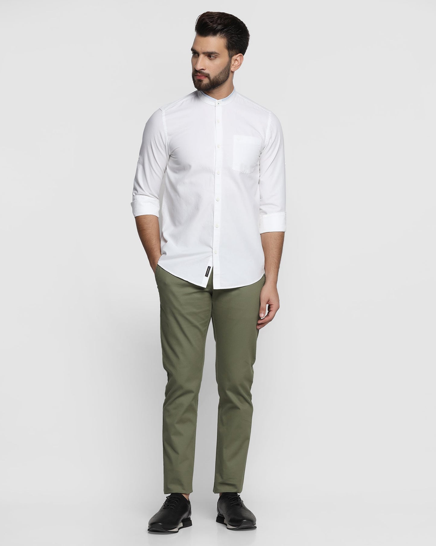 Textured Casual Khakis In Olive B-95 (Emily)